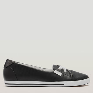 HANNAH III - BLACK EMBOSS LEATHER SNEAKERS