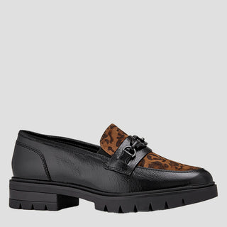 CAMBRIDGE 19 - BLACK LEOPARD PATENT LEATHER LOAFER FLATS