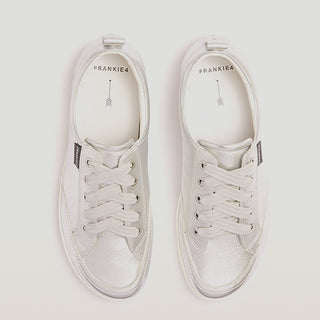 ELLIE V - SILVER TUMBLED LEATHER SNEAKERS
