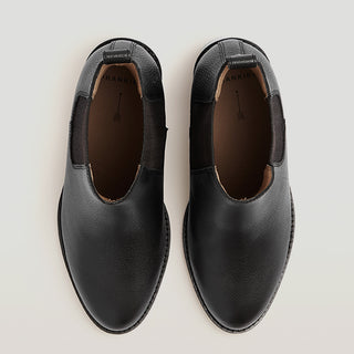 LIBERTY - BLACK TUMBLED LEATHER ANKLE BOOTS