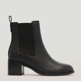 LIBERTY - BLACK TUMBLED LEATHER ANKLE BOOTS