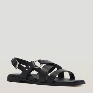 FINN - BLACK LEATHER SANDALS