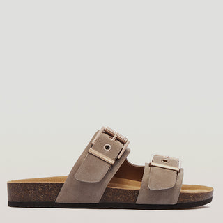 TOMMY - MUSHROOM SUEDE SANDAL SLIDES