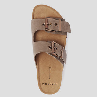 TOMMY - MUSHROOM SUEDE SANDAL SLIDES