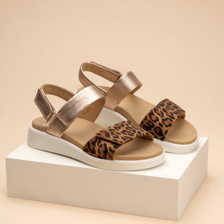 MADEIRA - LEOPARD METALLIC LEATHER SANDALS