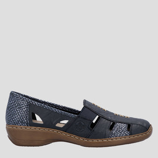 41385 - NAVY LEATHER FLATS