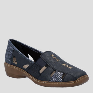 41385 - NAVY LEATHER FLATS