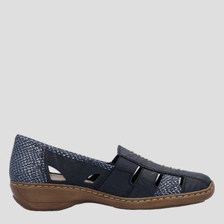 41385 - NAVY LEATHER FLATS