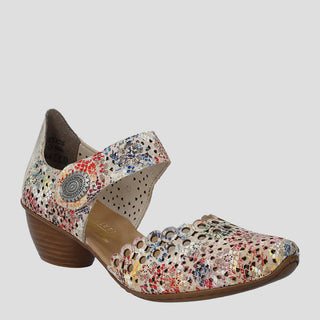 RIEKER 43753 - BEIGE MULTI LEATHER HEELS