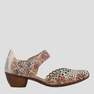RIEKER 43753 - BEIGE MULTI LEATHER HEELS
