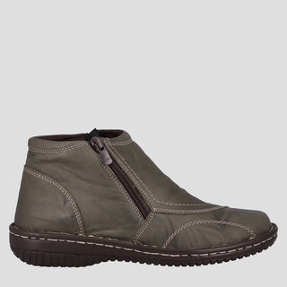 5250 - KHAKI LEATHER ANKLE BOOTS