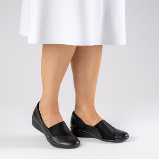 NAPLES - BLACK FRENCH LEATHER FLATS