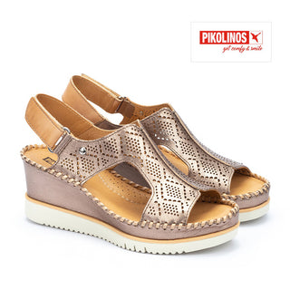 W3Z-1775 - STONE LEATHER WEDGE HEEL SANDALS