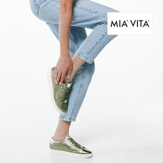LUNA - GREEN SNAKE PRINT LEATHER SNEAKERS