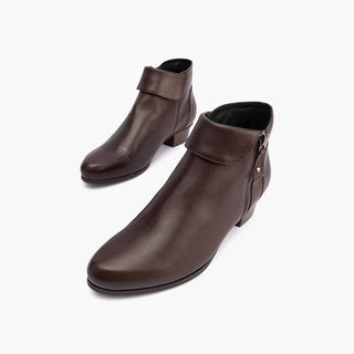 XANTHIPPE - BROWN LEATHER ANKLE BOOTS