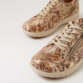 SOLAR XF - CHOC&GOLD PAISLEY PRINT LEATHER SNEAKERS