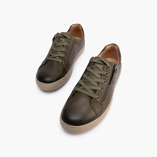 CARA PLAIN - GREEN LEATHER SNEAKERS