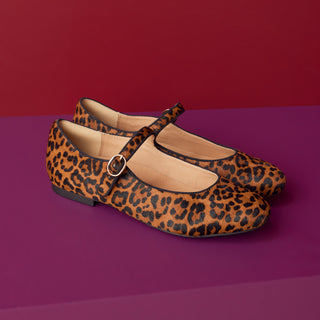 CHIMI XW - TAN LEOPARD PRINT LEATHER FLATS