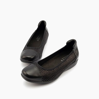 WALNUT STRETCH XW - BLACK SNAKE STRETCH FLATS