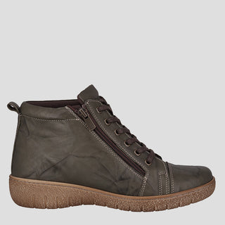 7232 - KHAKI LEATHER ANKLE BOOTS