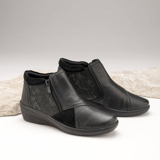 CP462 - BLACK COMBO LEATHER ANKLE BOOTS