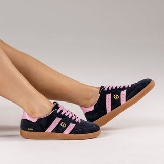 2001 PARALLEL - NAVY/PINK SUEDE LEATHER SNEAKERS