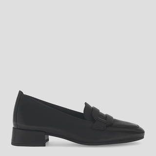 G75.261 - BLACK LEATHER LOAFER FLATS
