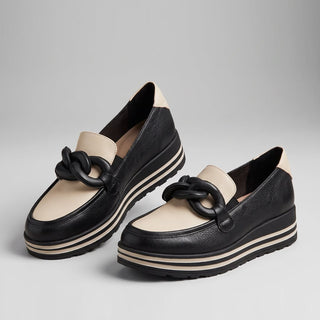 VYRONS XF - BLACK - ALMOND LEATHER LOAFERS FLATS