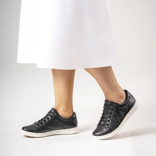 DELILAH XF - BLACK LEATHER WHITE SOLE SNEAKERS
