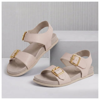 HASTICE W - ALMOND LEATHER SANDALS