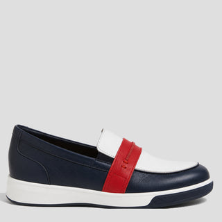 AINDREA XF - NAVY-WHITE MULTI LEATHER LOAFER FLATS
