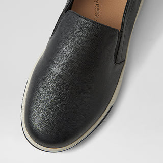 ALIZAH XF - BLACK LEATHER SLIP-ON FLATS