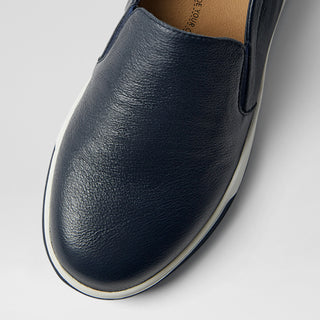 ALIZAH XF - NAVY LEATHER SLIP-ON FLATS