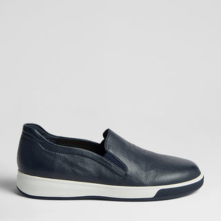 ALIZAH XF - NAVY LEATHER SLIP-ON FLATS