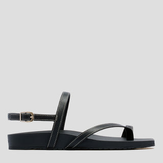AMALFI - BLACK LEATHER SANDALS