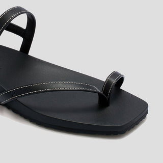 AMALFI - BLACK LEATHER SANDALS