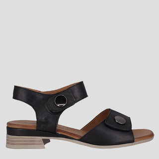 ANNIKA - BLACK LEATHER SANDALS