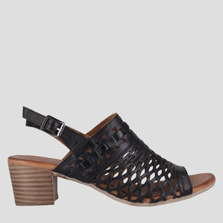 ANTAS - BLACK LEATHER SANDAL HEELS