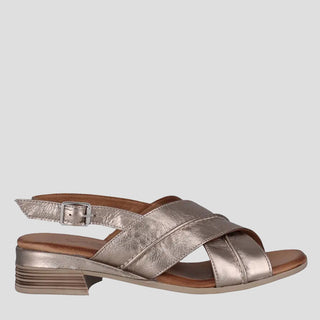 ANYA - PEWTER LEATHER SANDALS