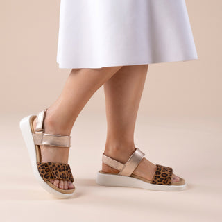 MADEIRA - LEOPARD METALLIC LEATHER SANDALS