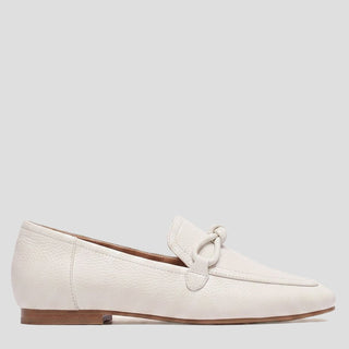 ASH II - CHALK TUMBLED LEATHER LOAFER FLATS