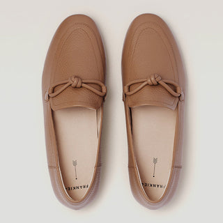 ASH II - SOFT TAN TUMBLED LEATHER LOAFER FLATS