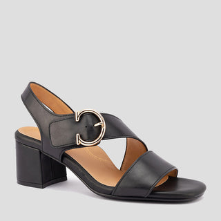 AUDLEY - BLACK LEATHER SANDAL HEELS