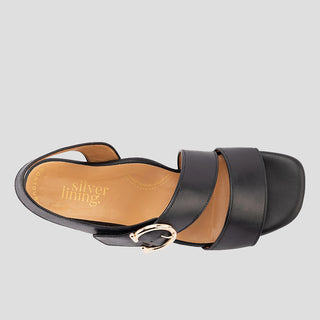 AUDLEY - BLACK LEATHER SANDAL HEELS