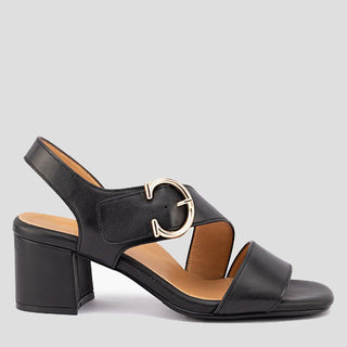 AUDLEY - BLACK LEATHER SANDAL HEELS