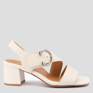 AUDLEY - IVORY LEATHER SANDAL HEELS