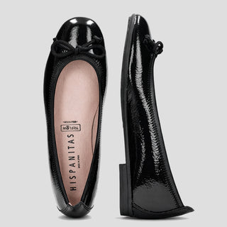 BASIL - BLACK LEATHER FLATS