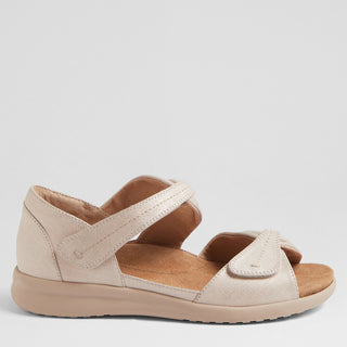 BOBBIES XW - BEIGE & GOLD PRINT LEATHER SANDALS