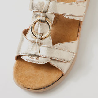 BRISA XW - PALE GOLD LEATHER ALMOND SOLE SANDALS