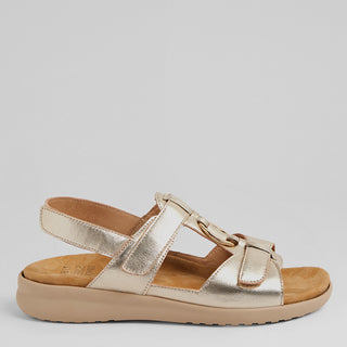 BRISA XW - PALE GOLD LEATHER ALMOND SOLE SANDALS